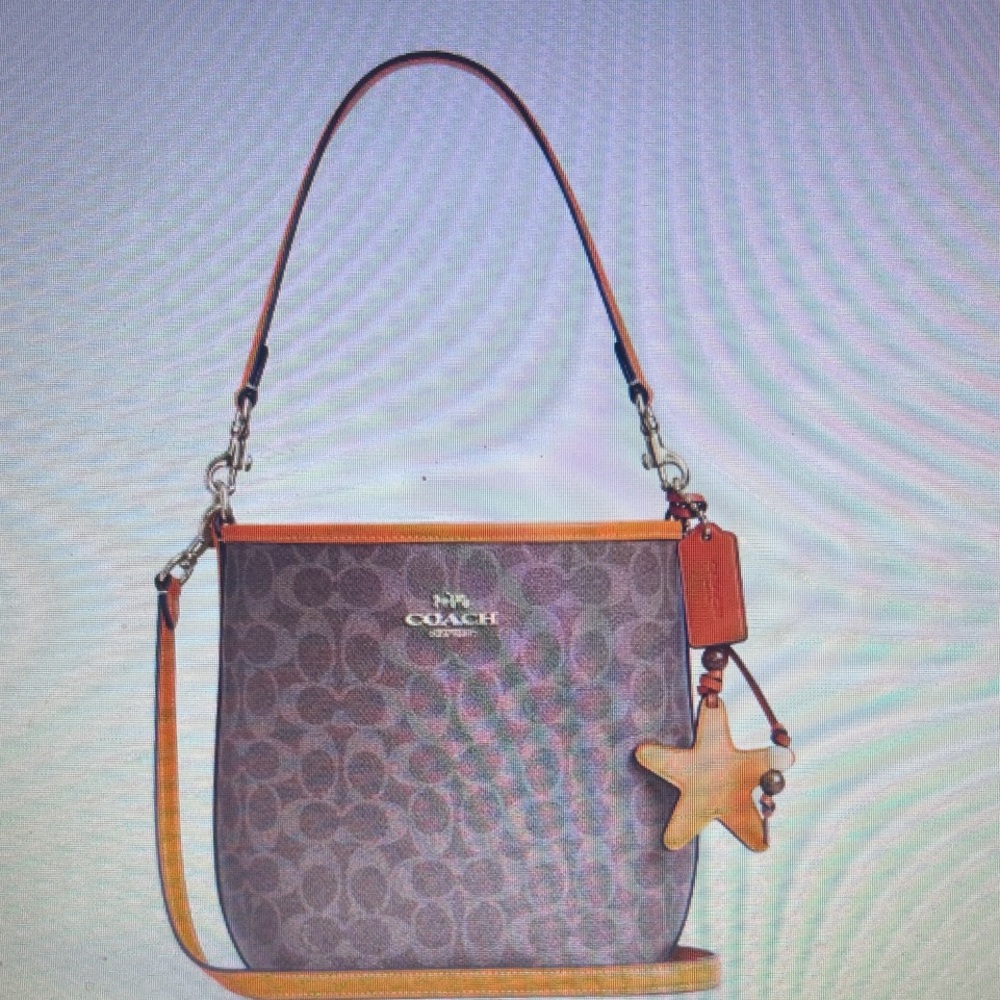 🍊 Coach City Bucket Bag Signature Canvas  Orange and Tan